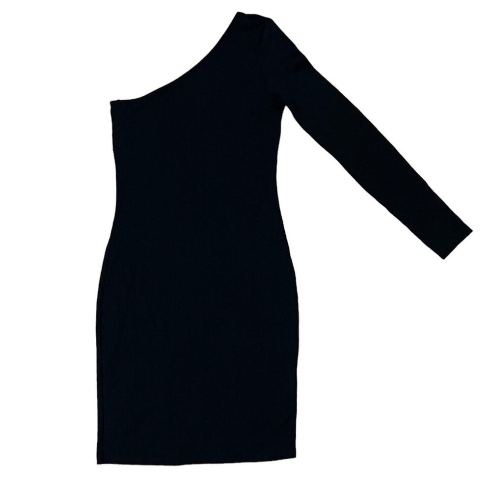 & Other Stories Black Bodycon Dress Sz 6 Fitted One Shoulder Cocktail Party LBD - Picture 2 of 4